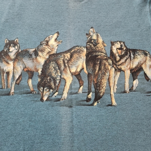 Vintage Habitat sz L Double Sided Wolf Animal Nature Graphic Sweatshirt - Picture 6 of 6